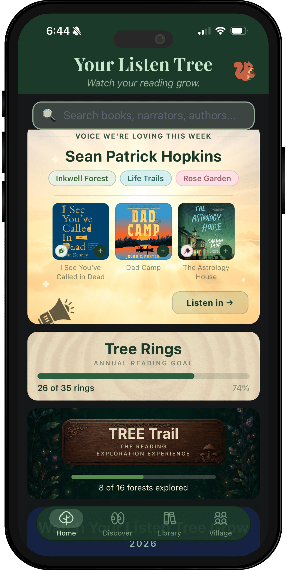 Your Listen Tree home screen