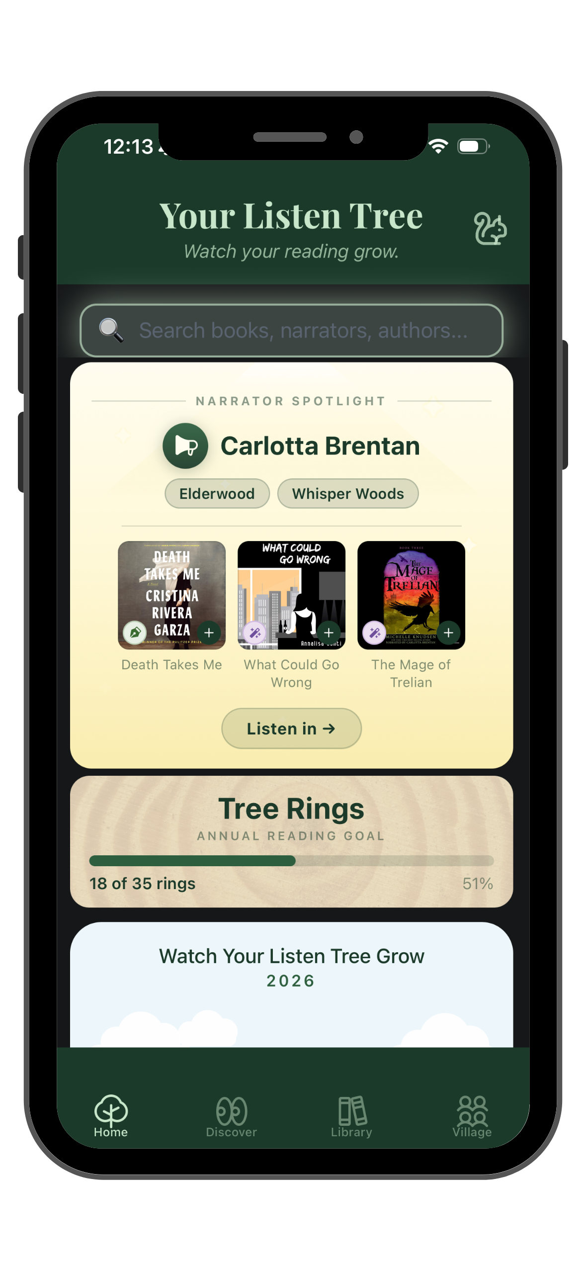 Home screen with narrator spotlight